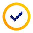 Illustration of a checkmark within a circle.