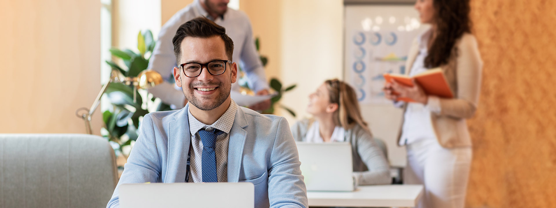 young business man working laptop office